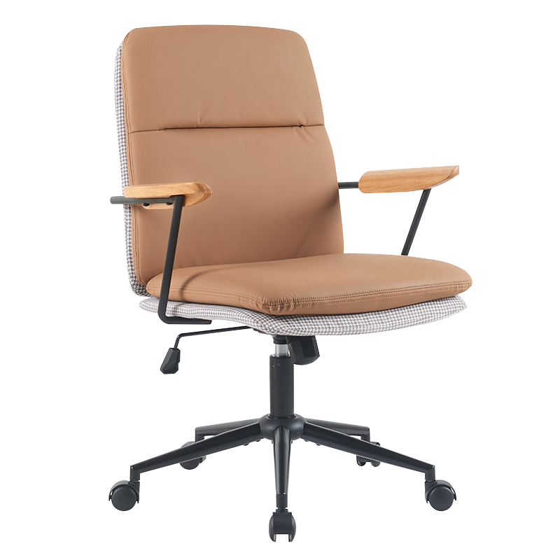 เก้าอี้สำนักงานที่เท้าแขนไม้สีเหลืองเอิร์ธตี้ (X-5135)