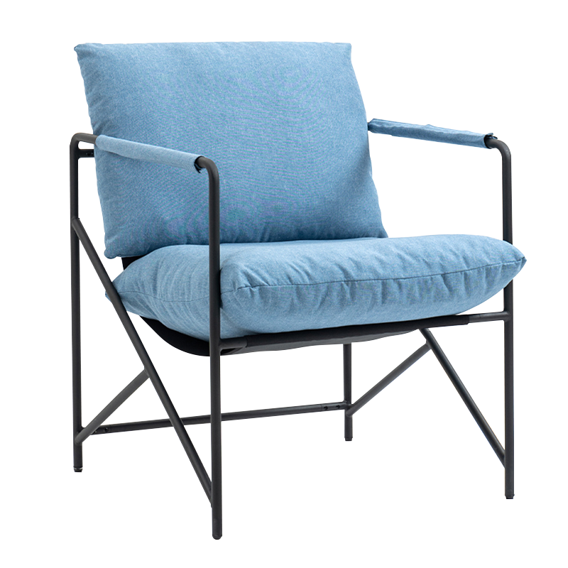 เก้าอี้พักผ่อนหุ้มโครงโลหะสีเบจ (Y-C37)