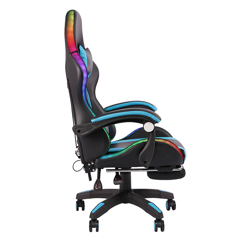 Blue Professional หมุน Recling RGB Gamer ที่เท้าแขนปรับได้ LED Gaming เก้าอี้พร้อมที่วางเท้า (Y-2442)
