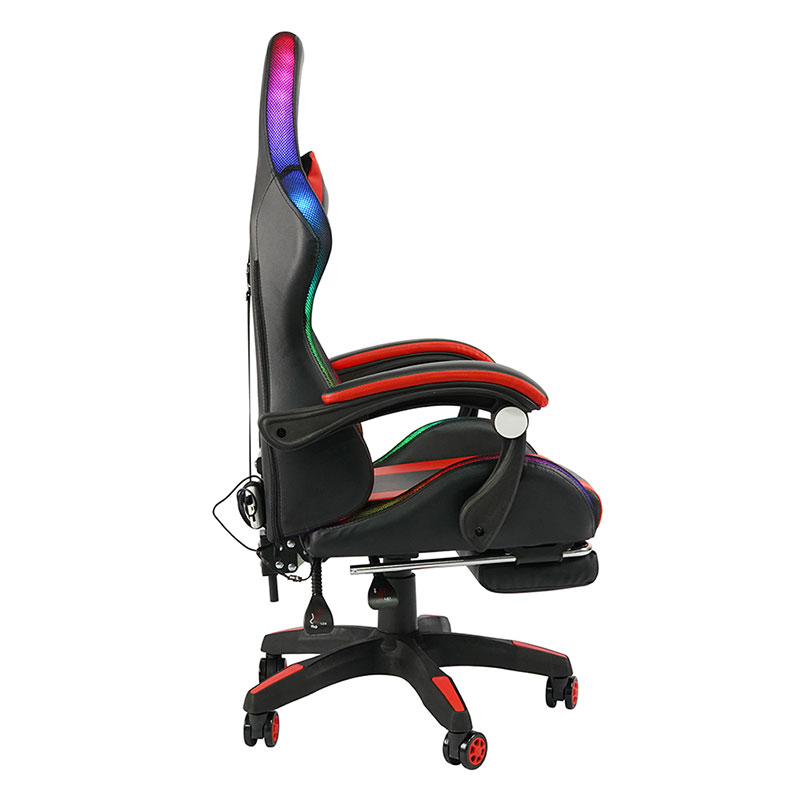 สีแดง Professional หมุน Recling RGB Gamer ที่เท้าแขนปรับได้ LED Gaming เก้าอี้ที่วางเท้า (Y-2442)