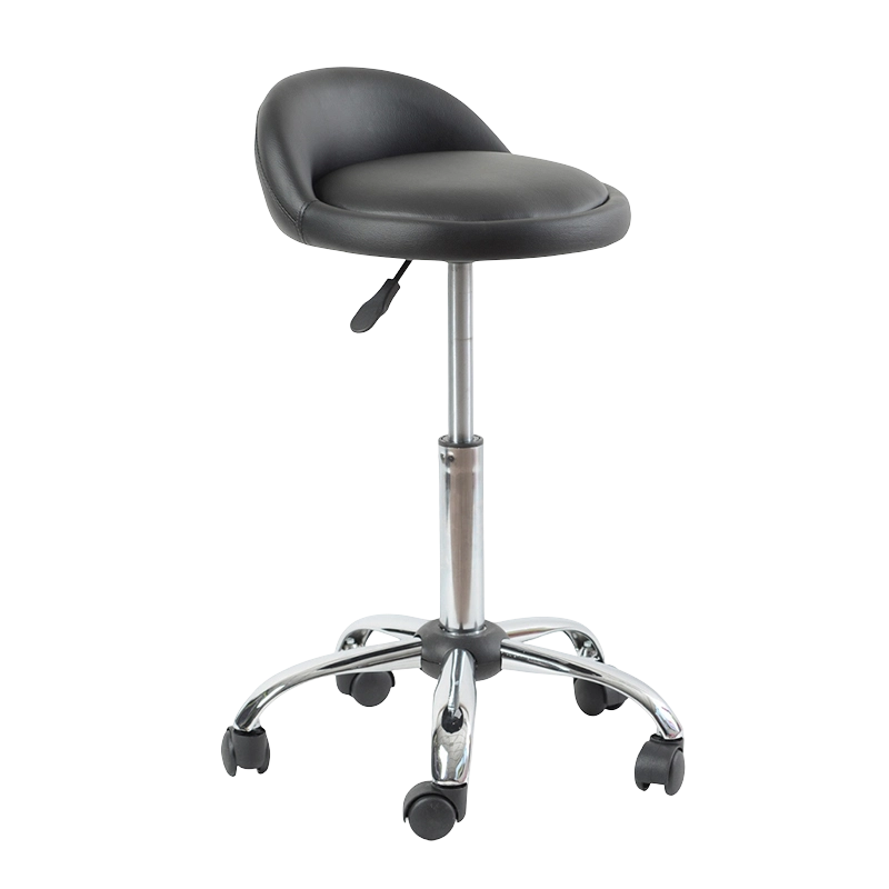 เก้าอี้สตูลบาร์แบบหมุนได้ด้านหลังต่ำ PU สีดำพร้อมล้อเลื่อน (GY-1021A)